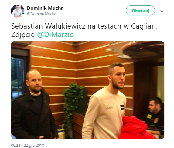 Walukiewicz na testach medycznych w Cagliari!